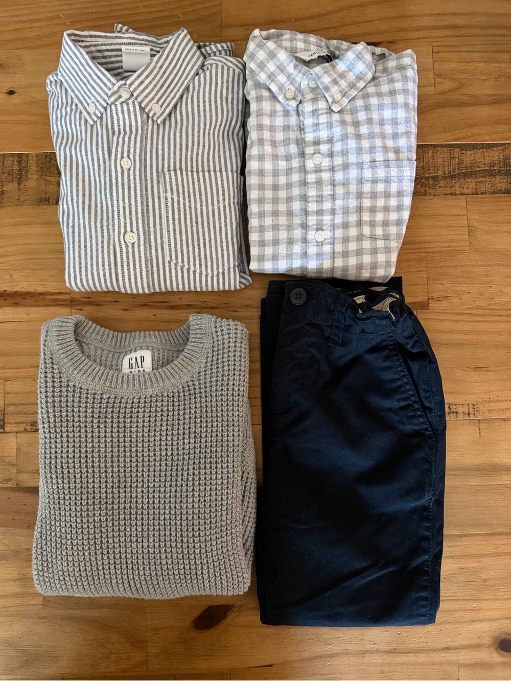 GAP Light Gray Waffle Knit Sweater & botton-up bundle size 6/7